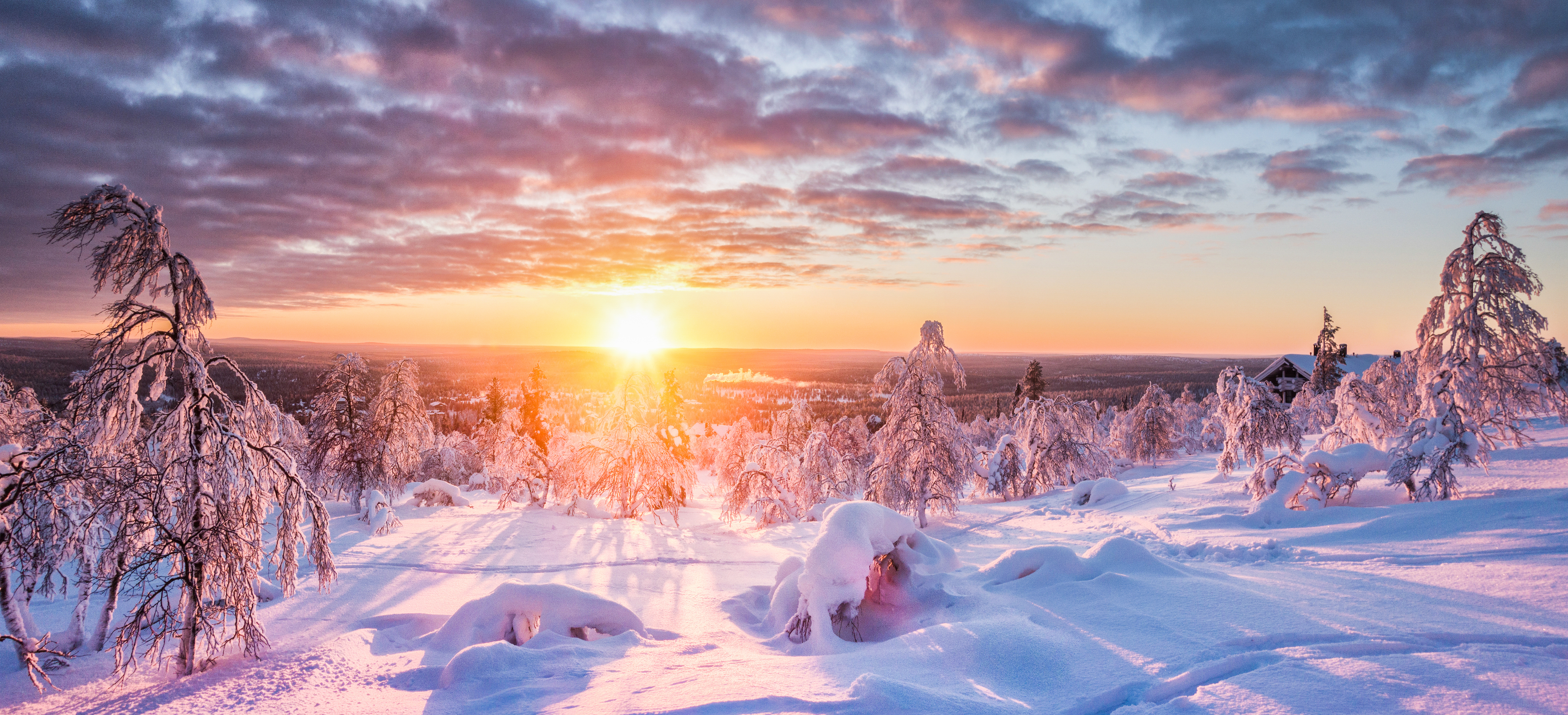 sunset and snow